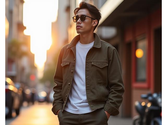 Pria urban di Jakarta menampilkan tren fashion musim terbaru dengan gaya personal yang kuat.