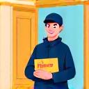 Ilustrasi kurir mengantar paket