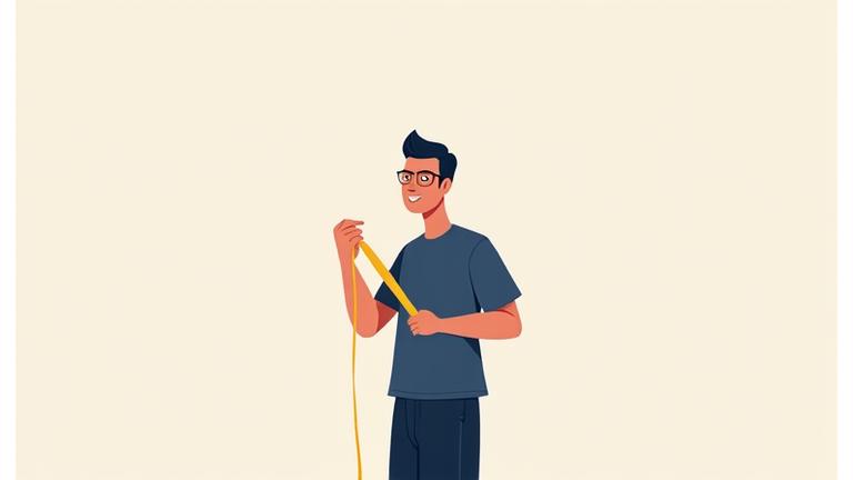Ilustrasi pria sedang mengukur lingkar dada dengan meteran kain